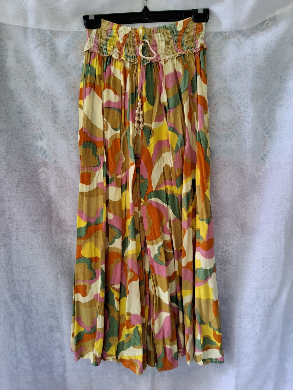 Boho Multi-Color Maxi Skirt with Smocked Waist